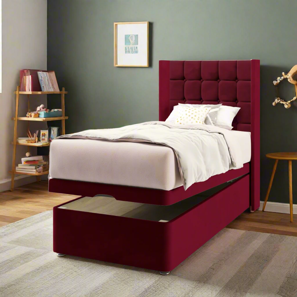Large Cubic Headboard Ottoman Storage Bed