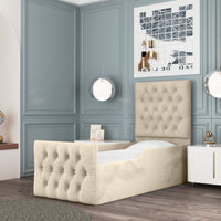Chesterfield Headboard Safety Side Rail Sleigh Bed & Footend