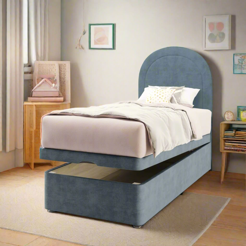 Arched Border Headboard Ottoman Storage Bed