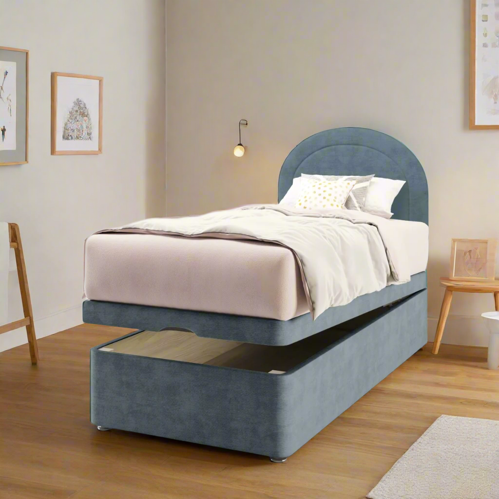 Arched Border Headboard Ottoman Storage Bed