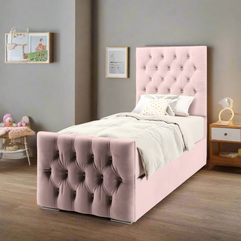 Chesterfield Ottoman Storage Side Lift Bed & Footend