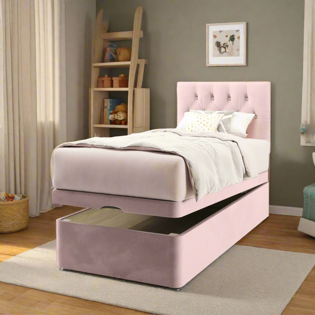 Chesterfield with Ottoman Storage Bed Base & Mattress