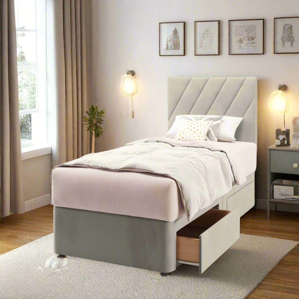 Diagonal Panels Headboard Divan Bed