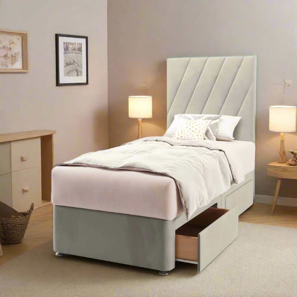 Diagonal Panels Headboard Divan Bed