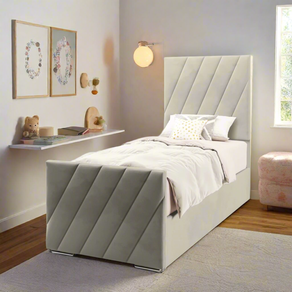 Diagonal Panels Ottoman Storage Side Lift Bed & Footend