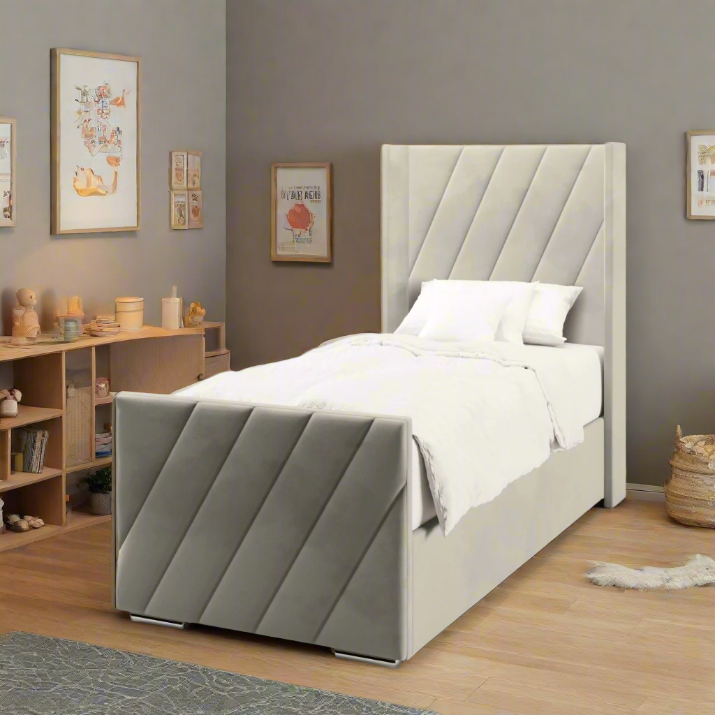 Diagonal Panels Ottoman Storage Side Lift Bed & Footend