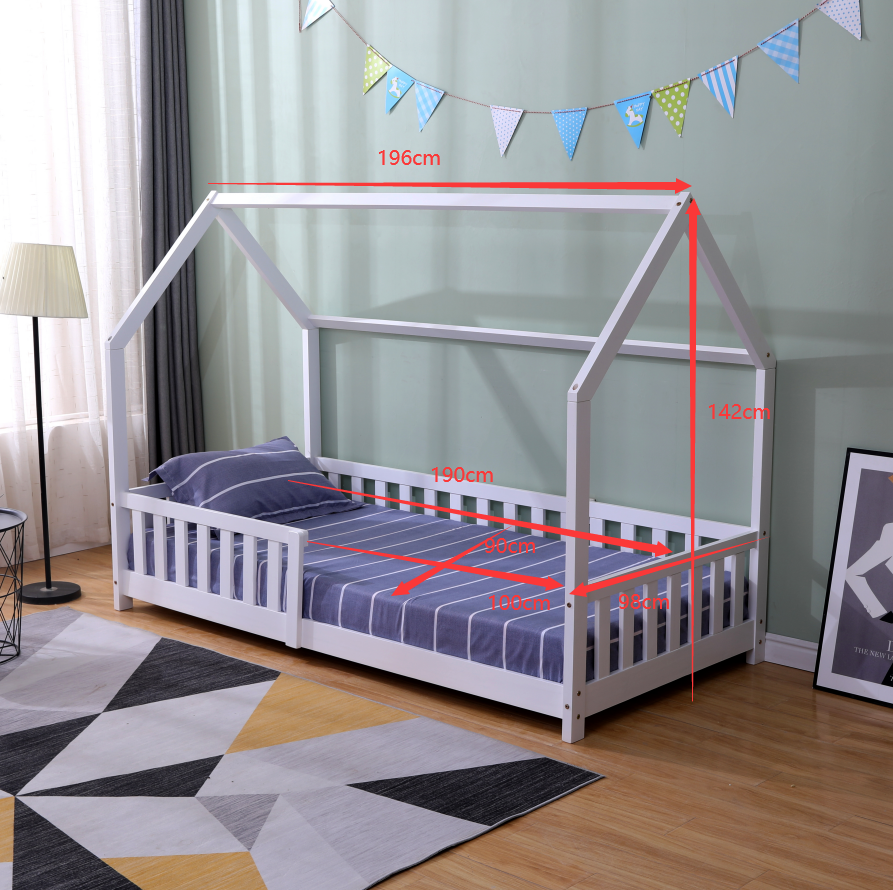 Explorer White Playhouse Bed with Rails