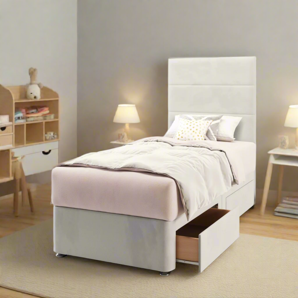 Horizontal Panels Headboard Divan Bed