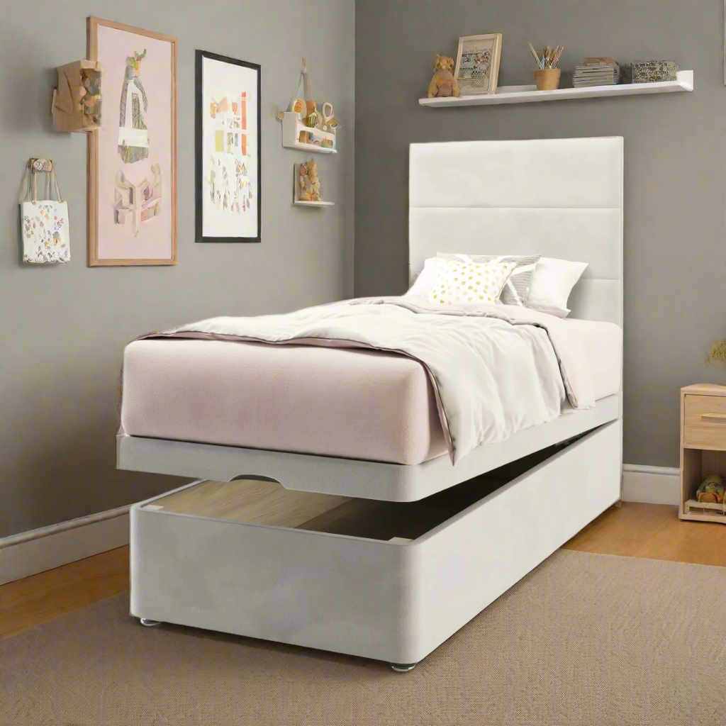 Horizontal Panels with Ottoman Storage Bed Base & Mattress
