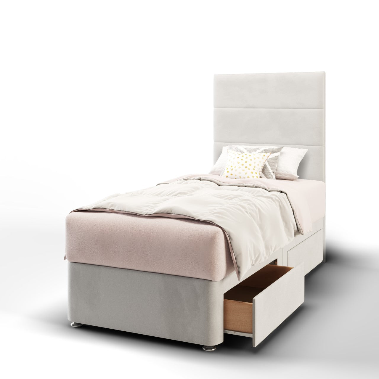 Horizontal Panels Headboard Divan Bed