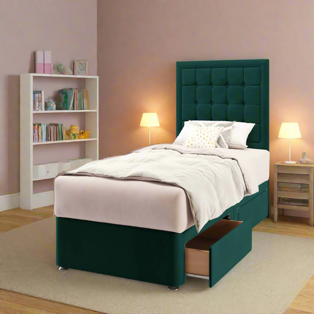 Large Cubic Border Headboard Divan Bed