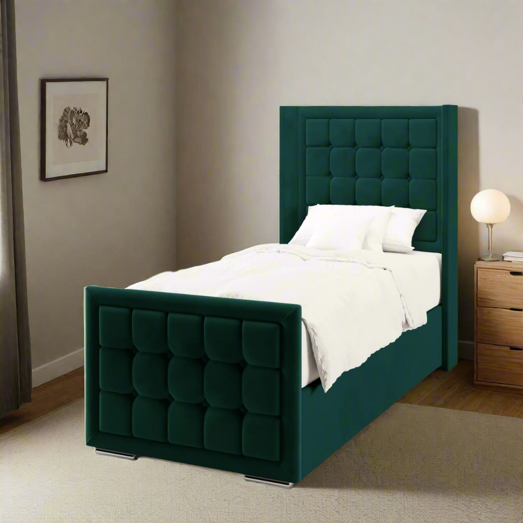 Large Cubic Border Ottoman Storage Side Lift Bed & Footend