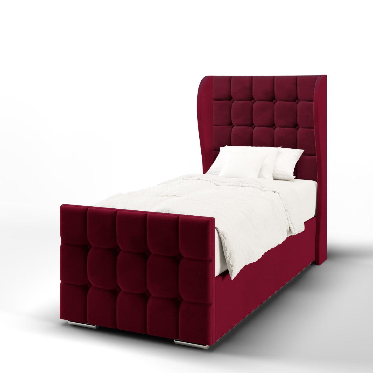 Large Cubic Fabric Middle Curve Wing Headboard with Ottoman Storage Side Lift Bed & Footend