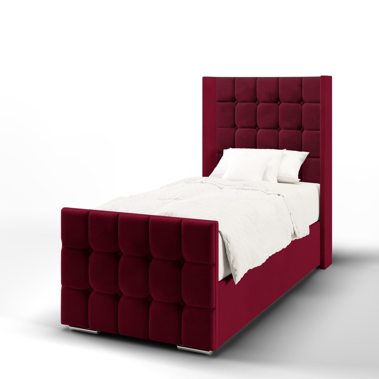 Large Cubic Fabric Straight Wing Headboard with Ottoman Storage Side Lift Bed & Footend