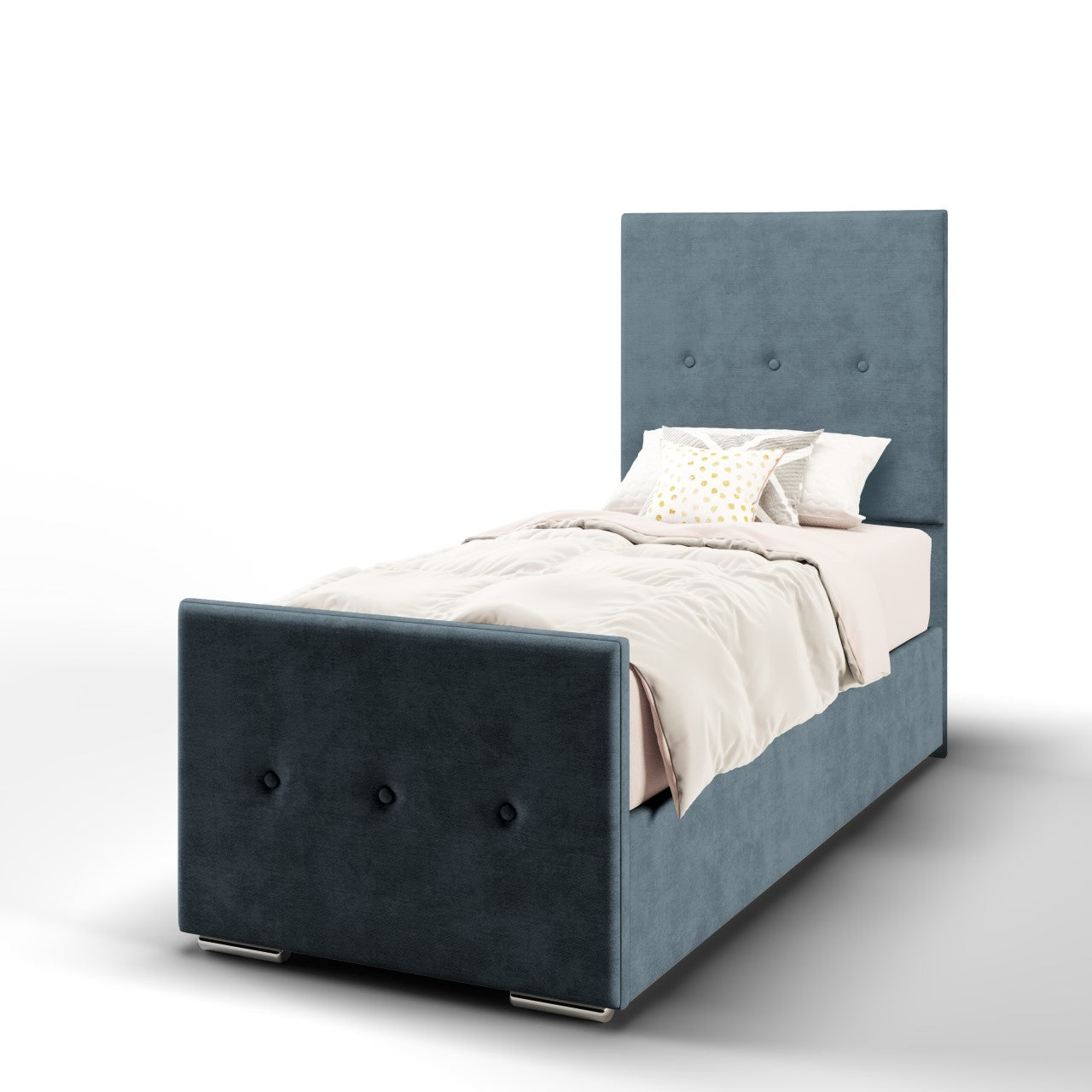 Plain Fabric Tall Headboard with Ottoman Storage Side Lift Bed & Footend