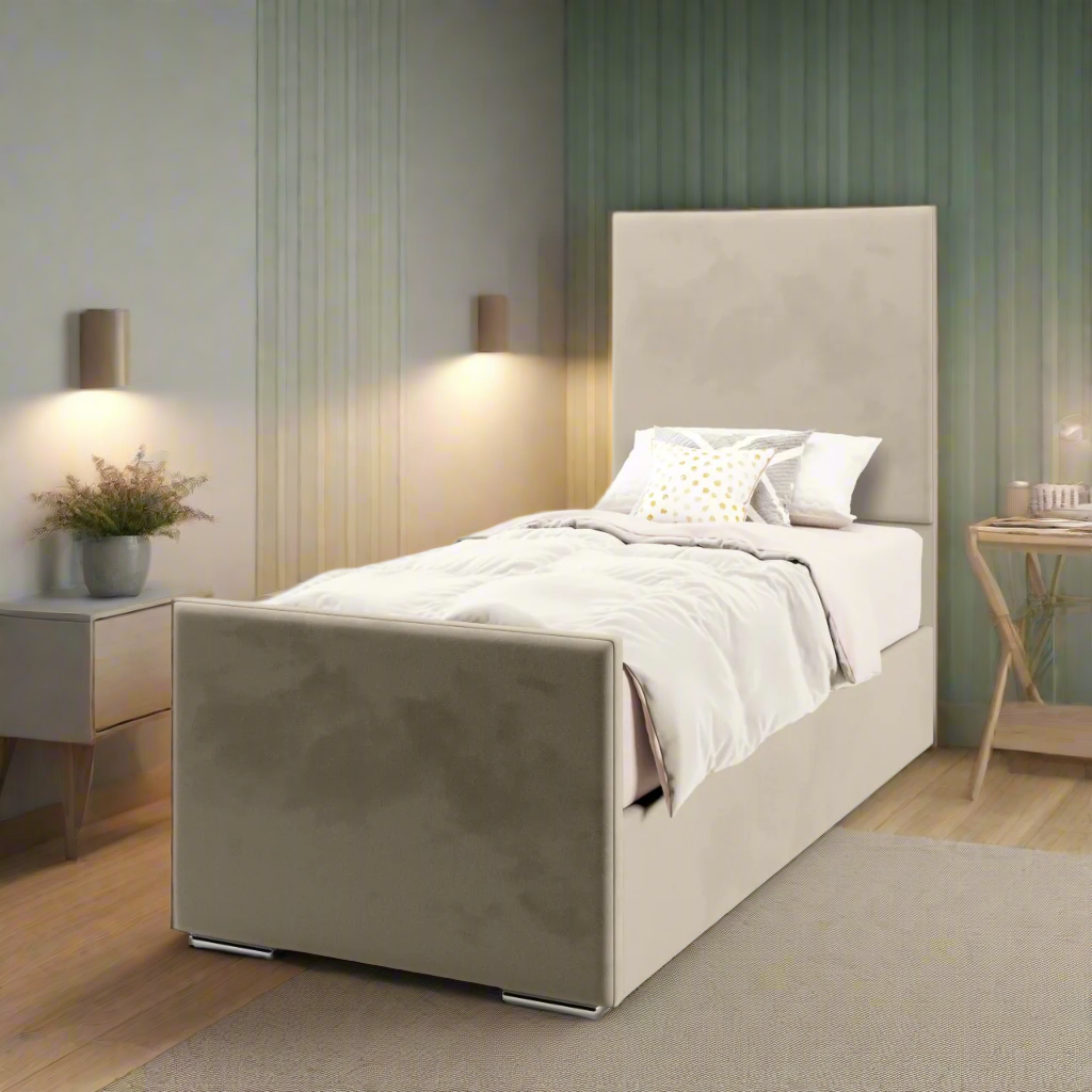 Plain Headboard Ottoman Storage Side Lift Bed & Footend