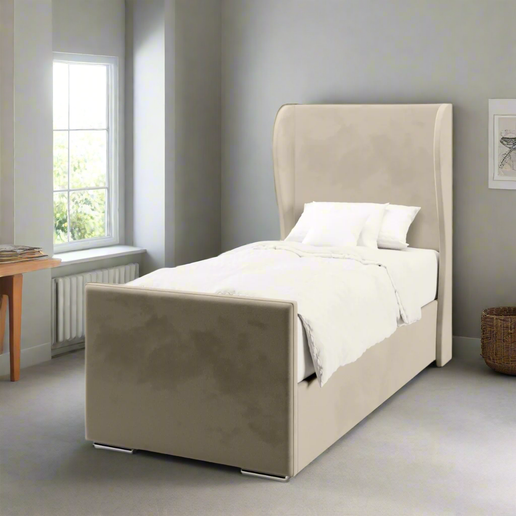 Plain Headboard Ottoman Storage Side Lift Bed & Footend