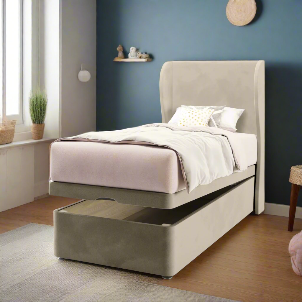 Plain Headboard Ottoman Storage Bed