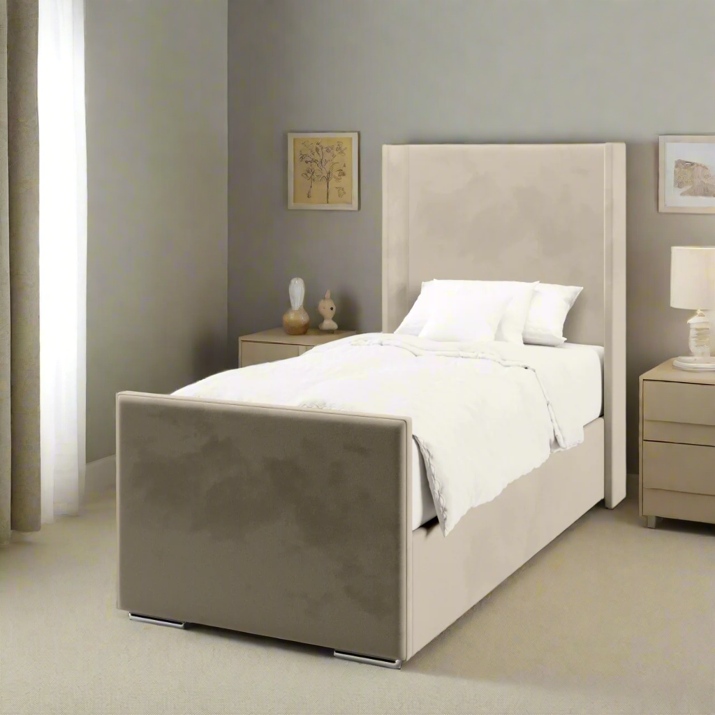 Plain Headboard Ottoman Storage Side Lift Bed & Footend