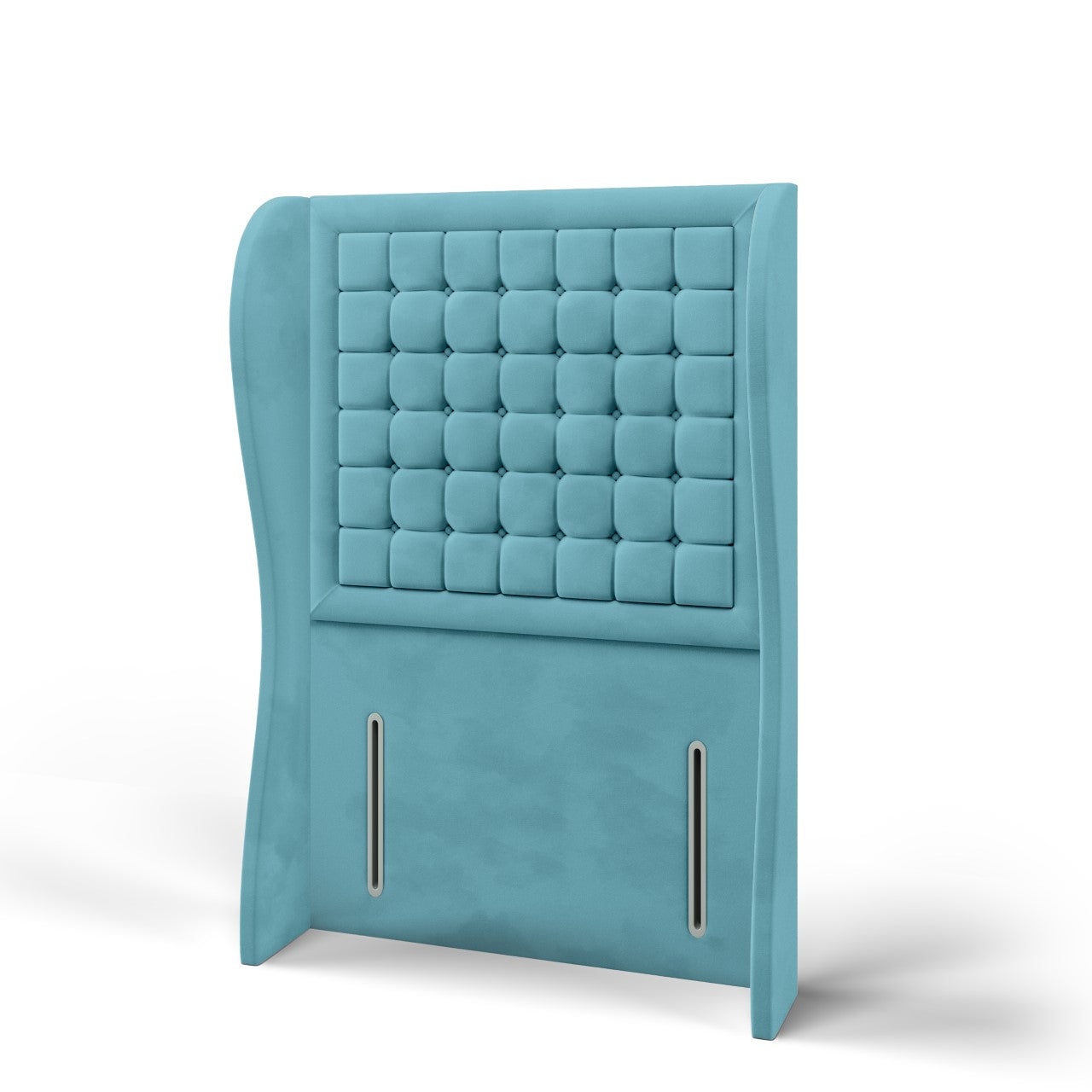 Small Cubic Border Fabric Middle Curve Wing Headboard with Ottoman Storage Side Lift Bed & Footend