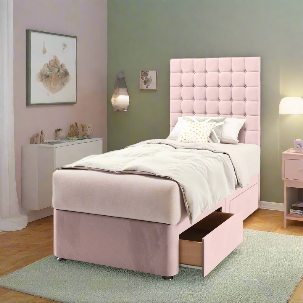 Small Cubic Headboard Divan Bed