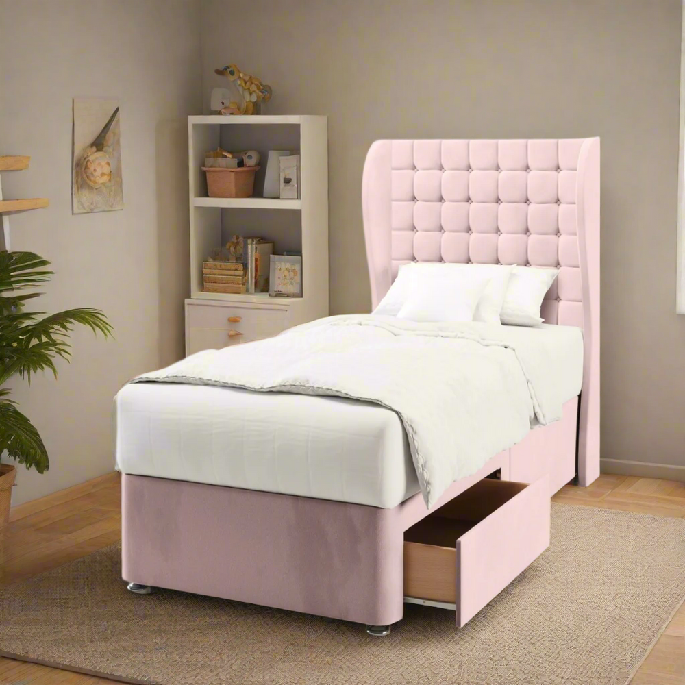 Small Cubic Headboard Divan Bed