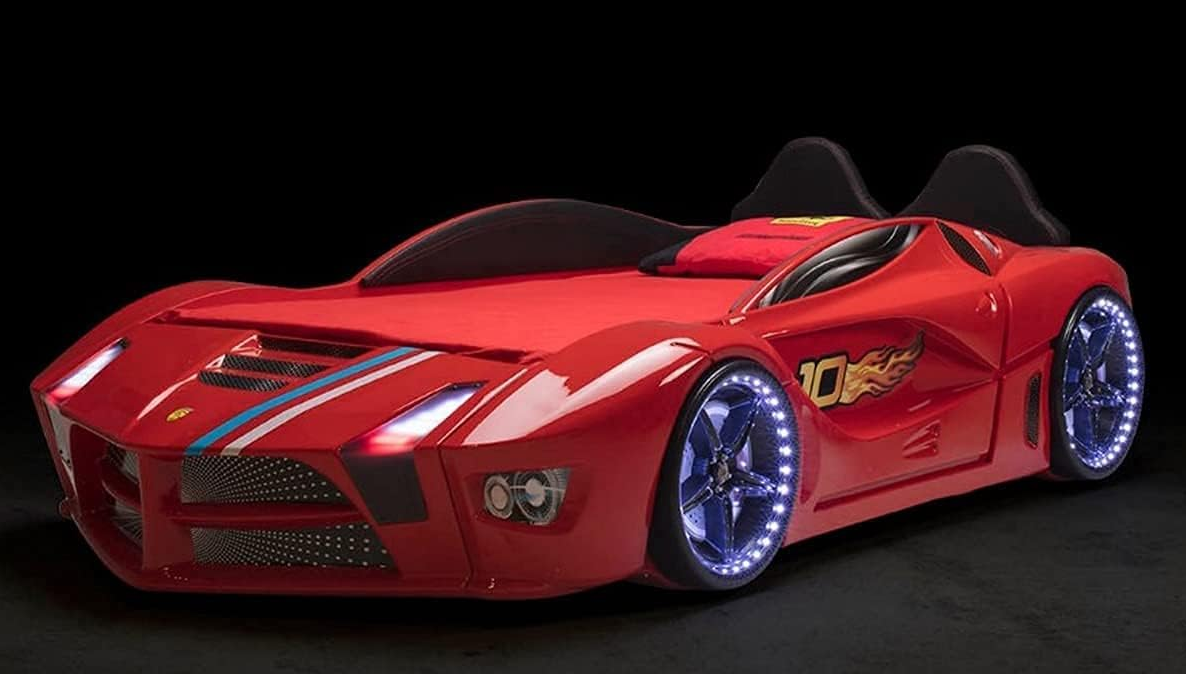 Alpha GT 3FT Single Red Racing Car Bed with LED Lights & Sounds