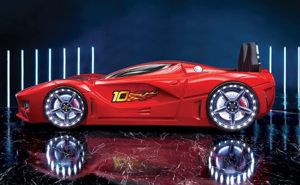 Alpha GT 3FT Single Red Racing Car Bed with LED Lights & Sounds