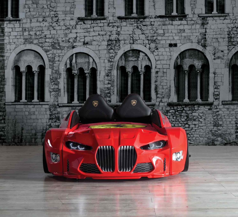 Infinite Zoom Red 3FT Single Race Car Bed with LED Lights & Sounds