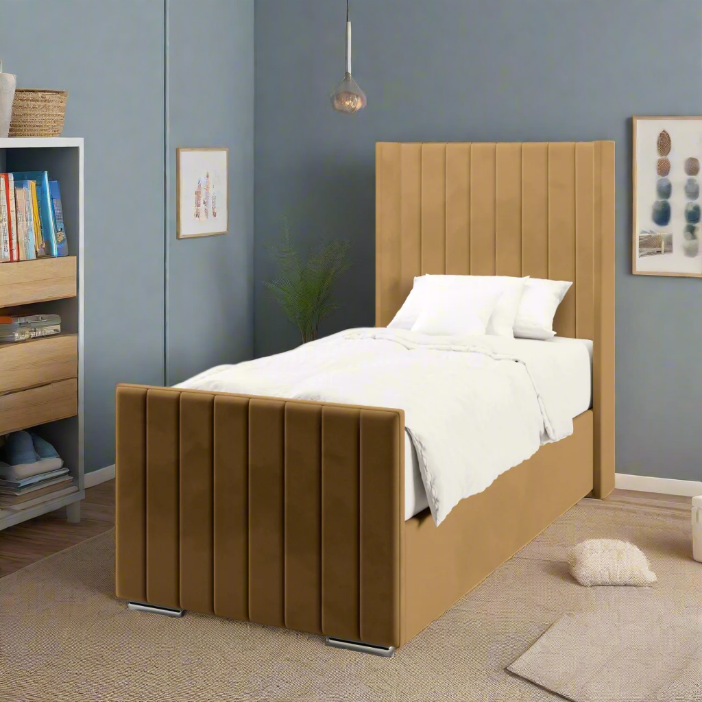 Vertical Panels Ottoman Storage Side Lift Bed & Footend