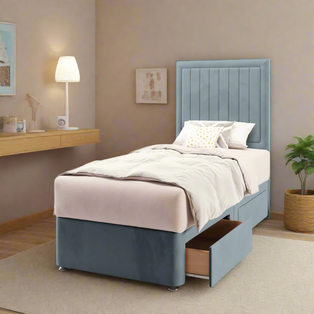 Vertical Panels Border Headboard Divan Bed
