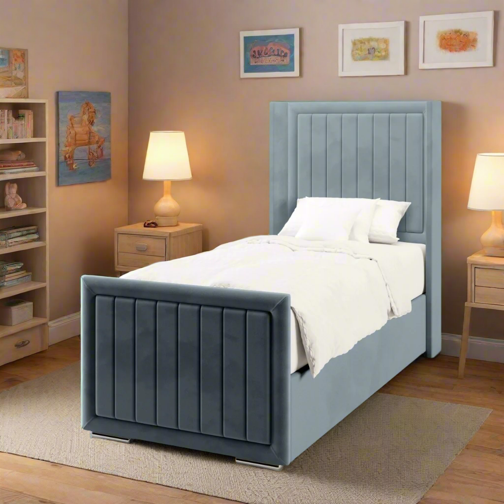 Vertical Panels Border Ottoman Storage Side Lift Bed & Footend