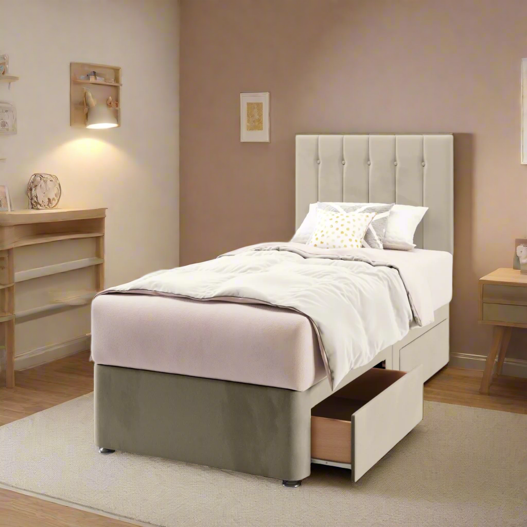 Vertical Panels Low Headboard Divan Bed