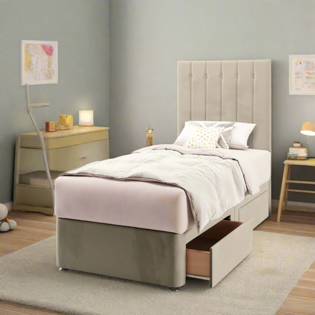 Vertical Panels Tall Headboard Divan Bed