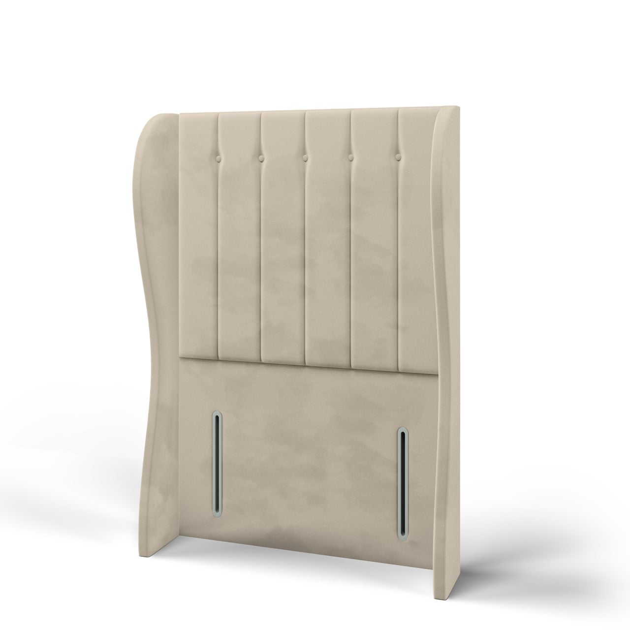 Vertical Panels Fabric Middle Curve Wing Headboard with Ottoman Storage Side Lift Bed & Footend