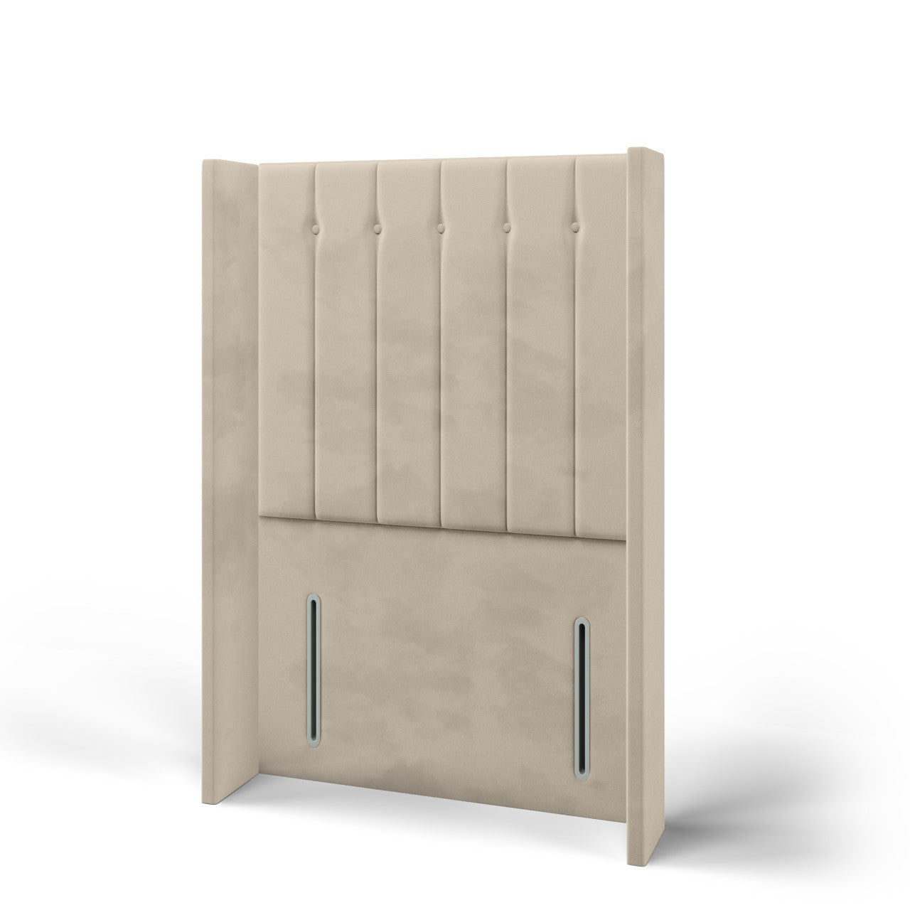 Vertical Panels Fabric Straight Wing Headboard with Ottoman Storage Side Lift Bed & Footend