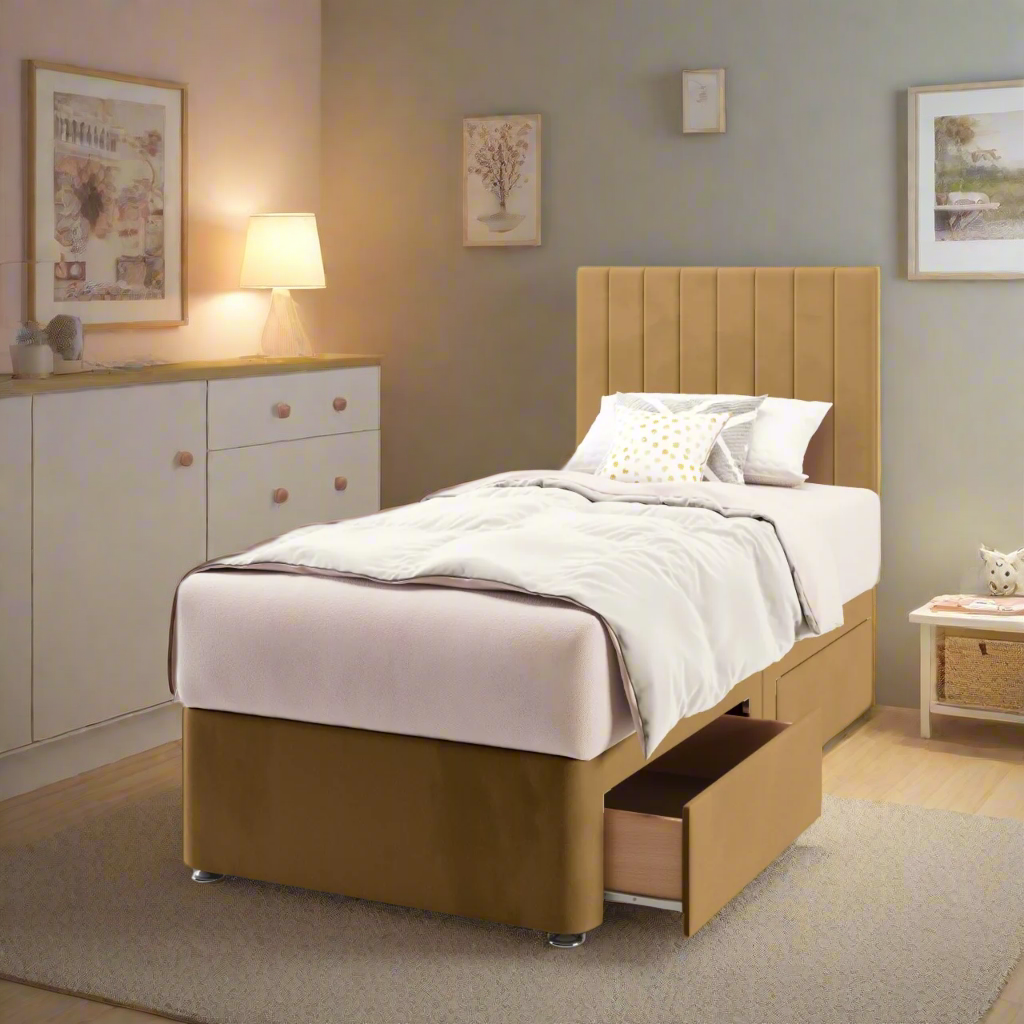 Vertical Panels Low Headboard Divan Bed