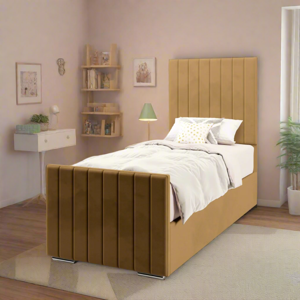 Vertical Panels Ottoman Storage Side Lift Bed & Footend