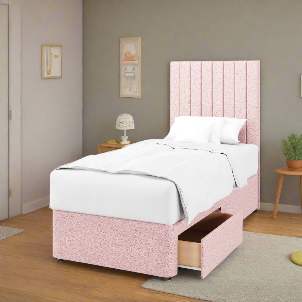 Vertical Panels Headboard Divan Bed