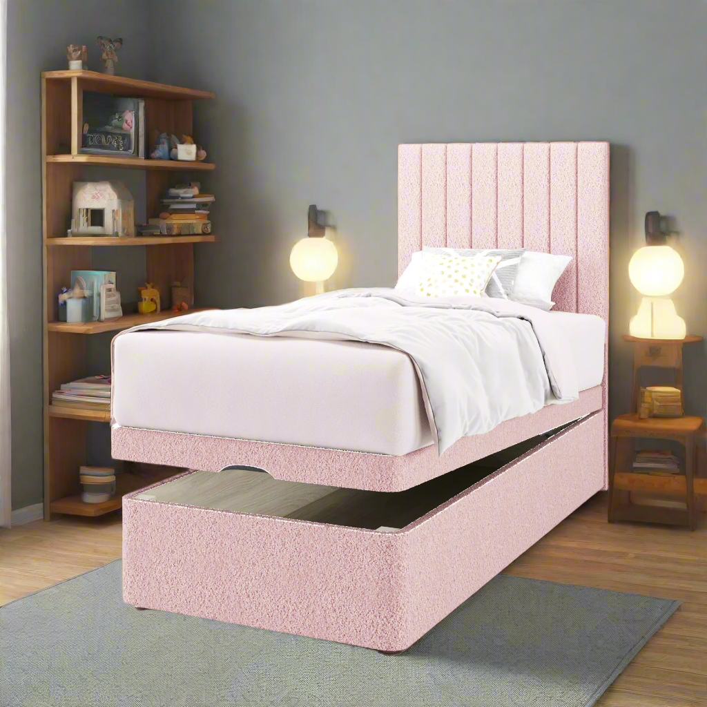 Vertical Panels Headboard Ottoman Storage Bed