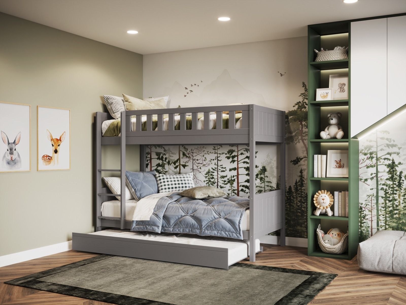 Bea Wooden Grey Bunk Bed