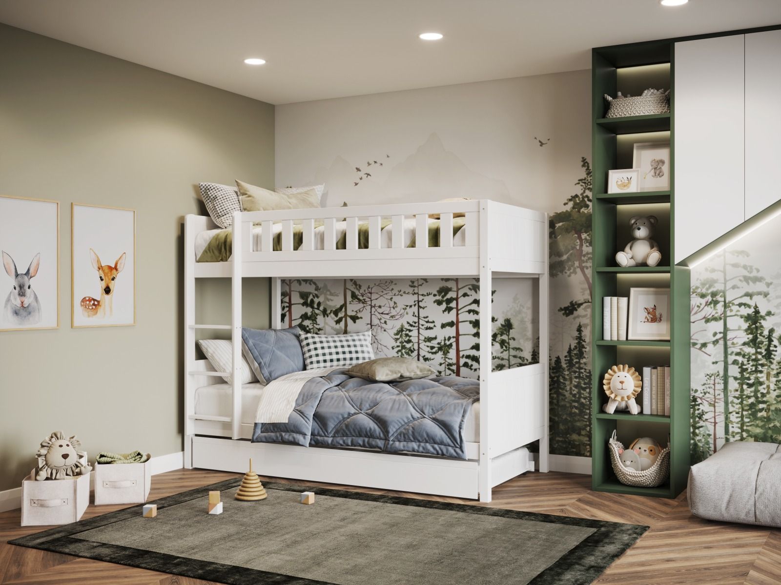 Bea Wooden White Bunk Bed