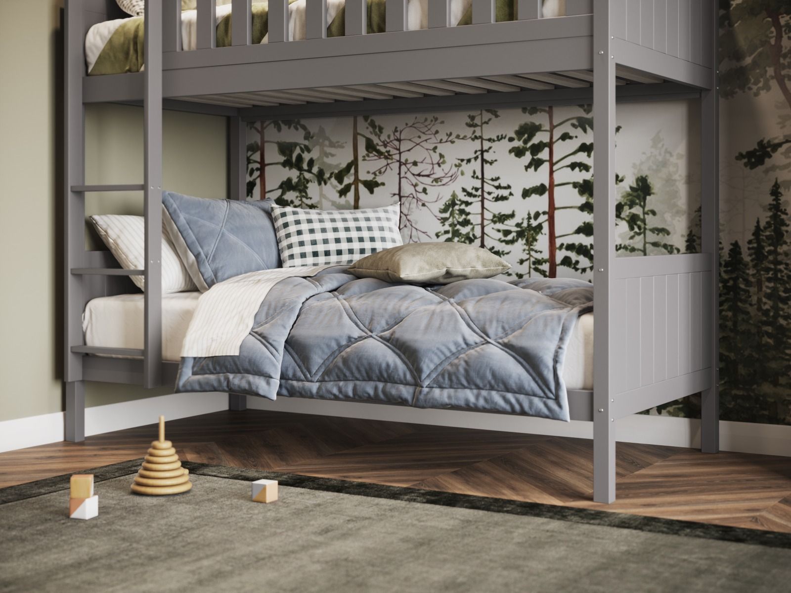 Bea Wooden Grey Bunk Bed