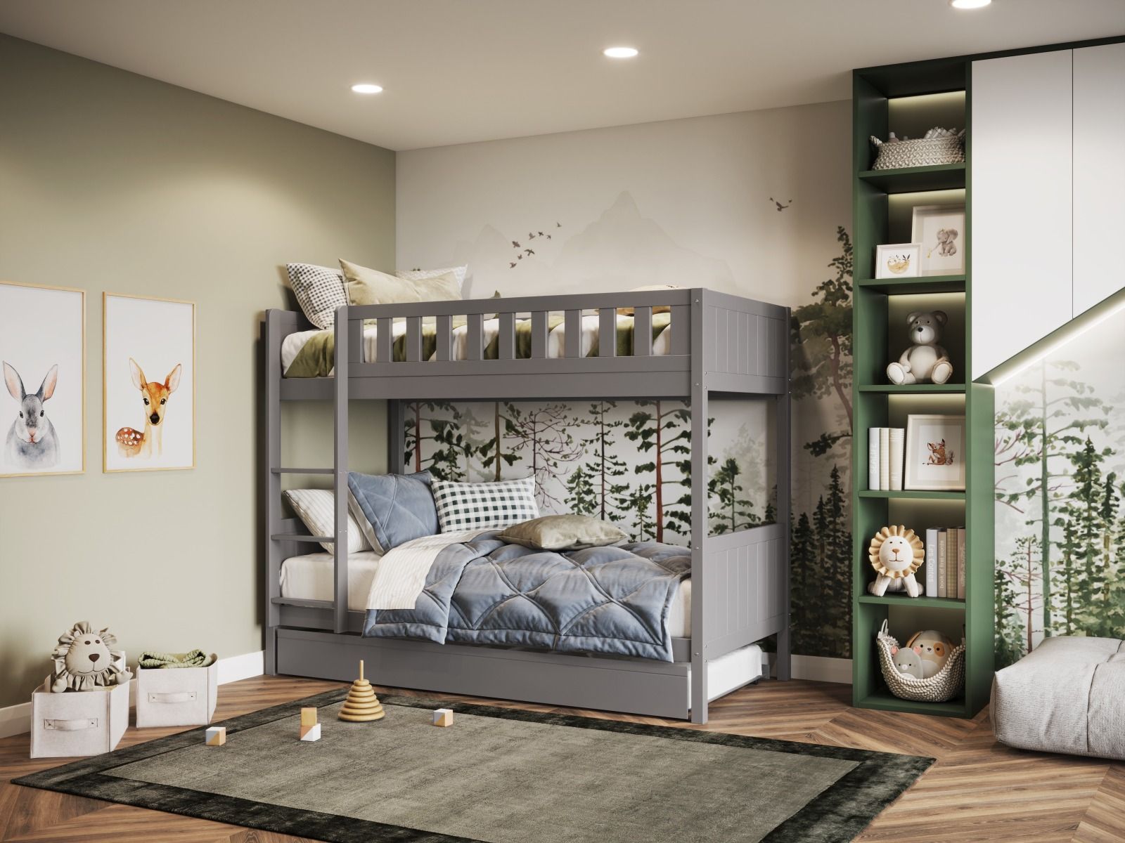 Bea Wooden Grey Bunk Bed