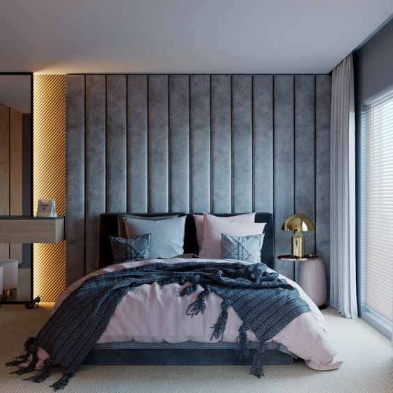 Vertical Panel Design Fabric Wall Mounted Headboard & Build your Bed Base