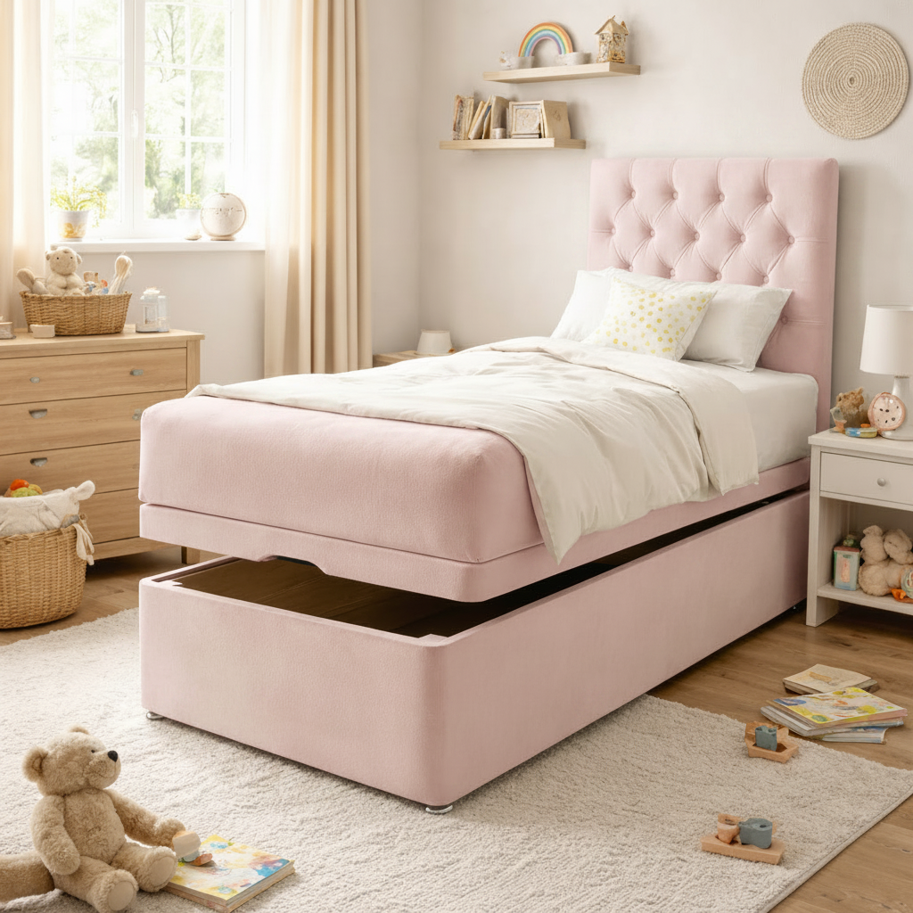 Chesterfield Ottoman Bed - Pink Velvet from existing image