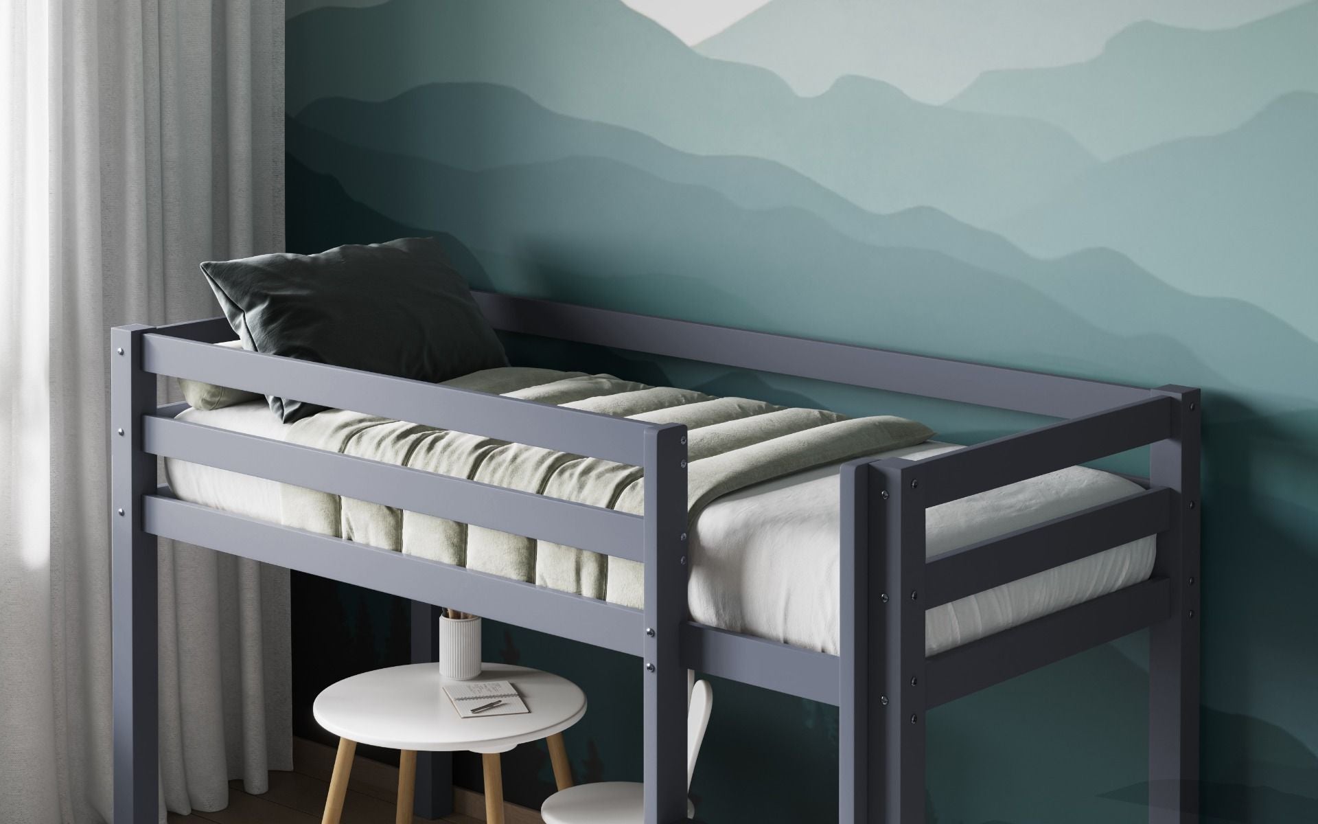 Elara Shorty Cool Grey Midsleeper Bed