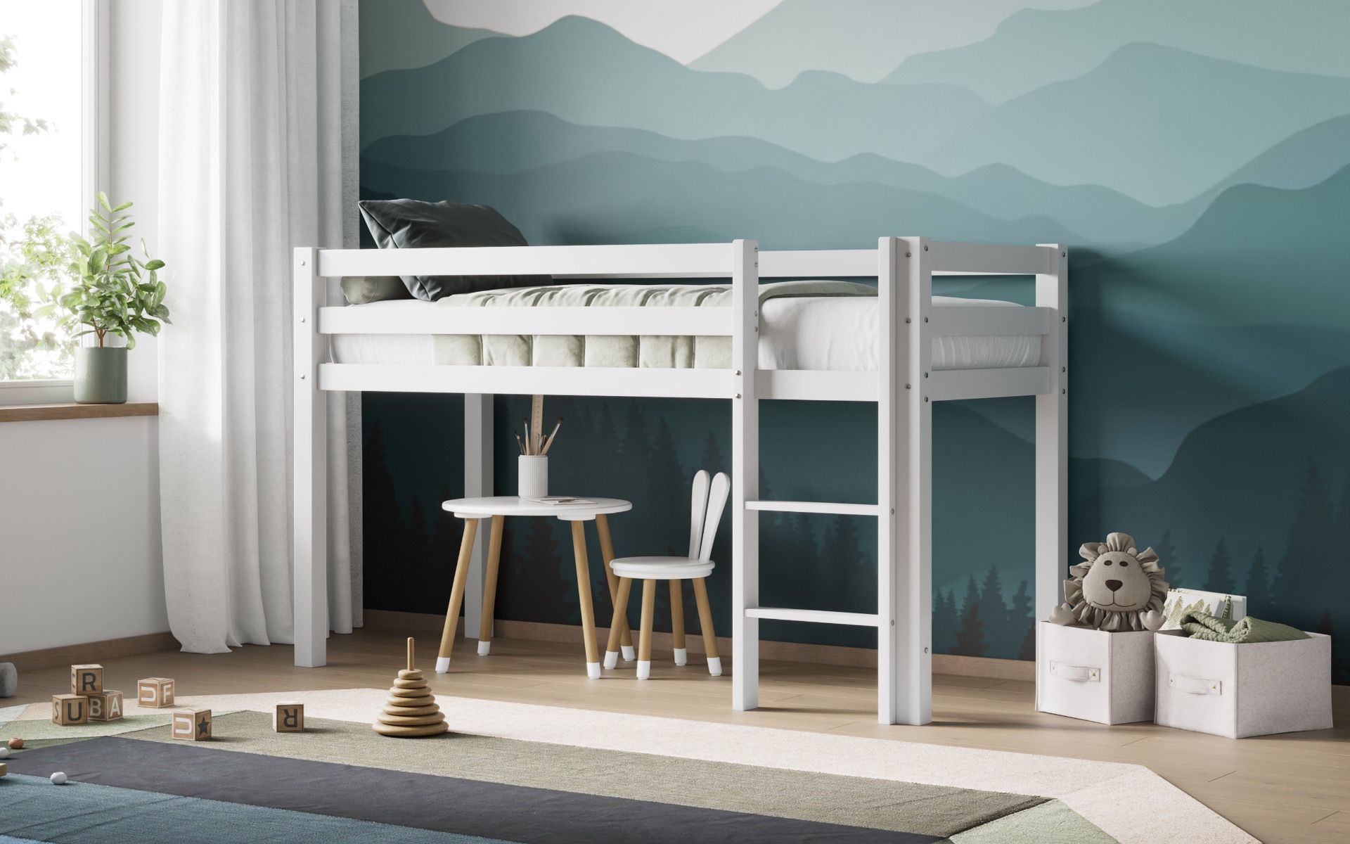 Elara Shorty White Midsleeper Bed