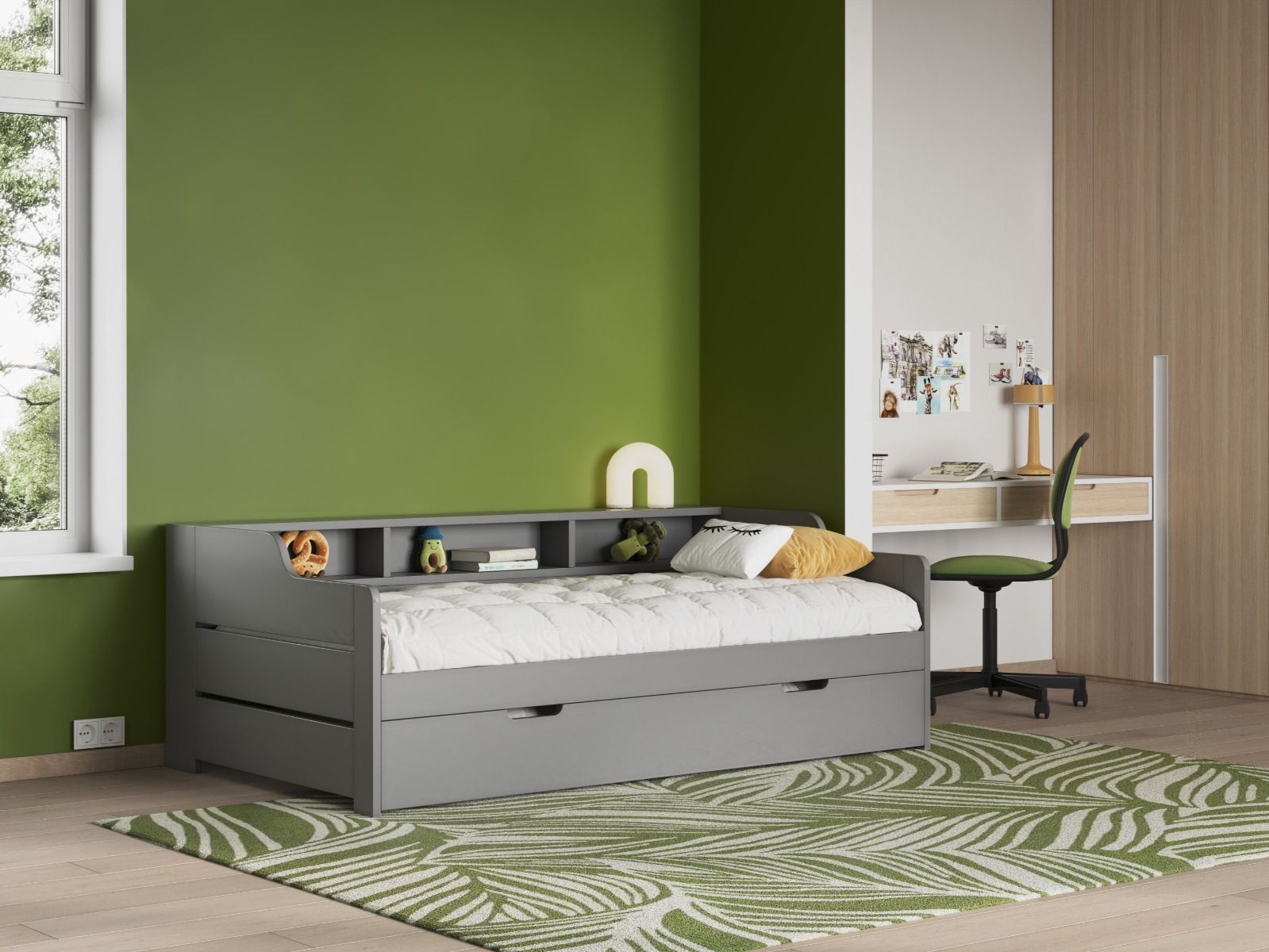 Noomi Enzo Grey Day Bed with Trundle