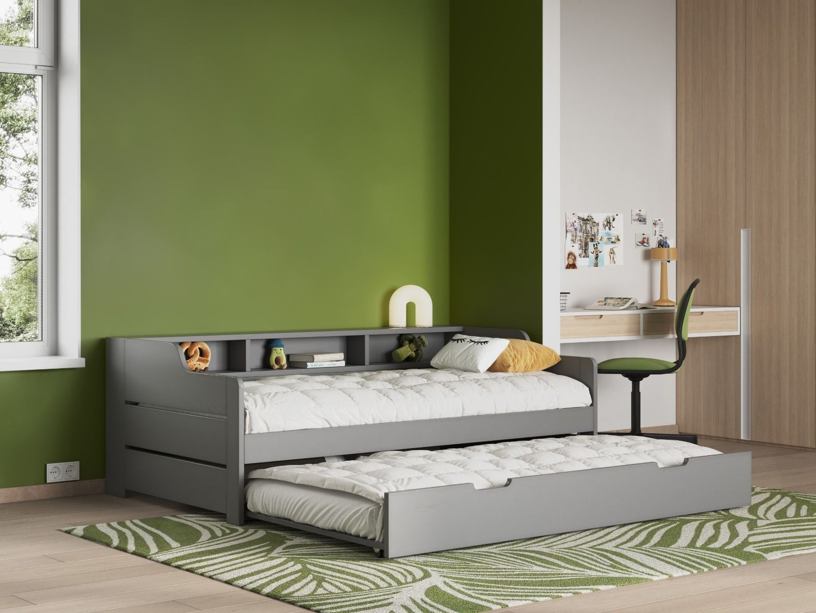 Noomi Enzo Grey Day Bed with Trundle